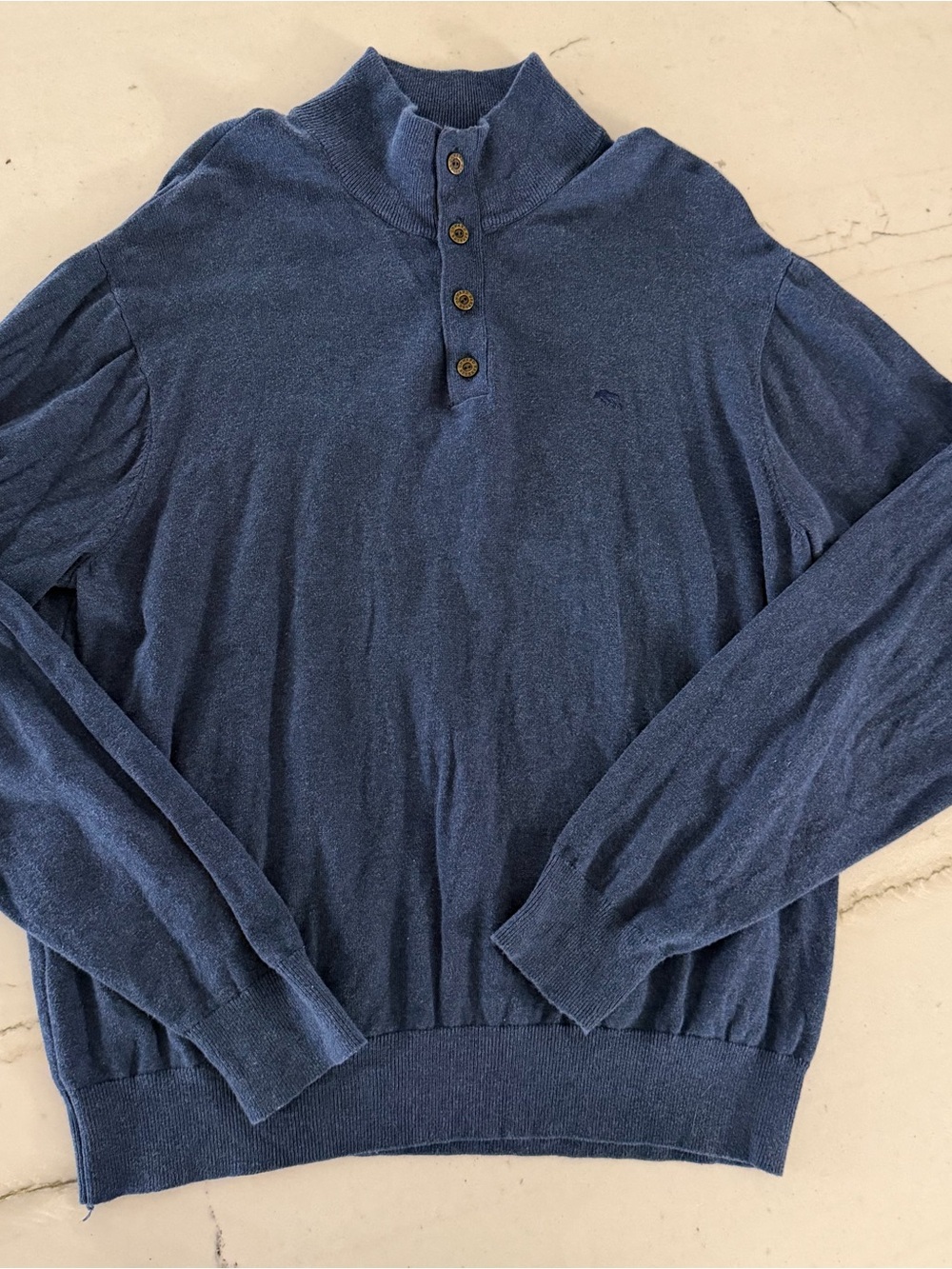 Onward Reserve Mens Large Blue Mock Kneck Sweater Pullover Bear Logo